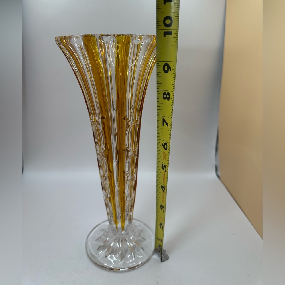 Vintage Art Deco Amber and Clear Crystal Bud Vase - Picture 5 of 7